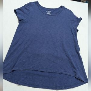 Chico's Ultimate Tee blue relaxed fit high low shirt size 2 (M) cotton/modal